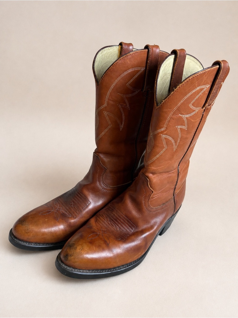 Durango Men’s 9D Brown Leather Cowboy Western Boots Vintage Style